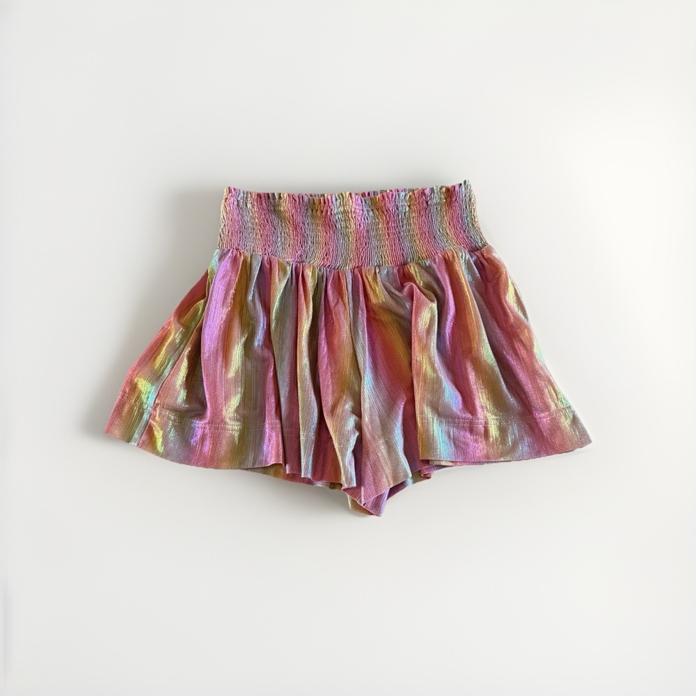 TCEC Medium Metallic Rainbow Swing Shorts Sorority Retro Iridescent Barbie Fun